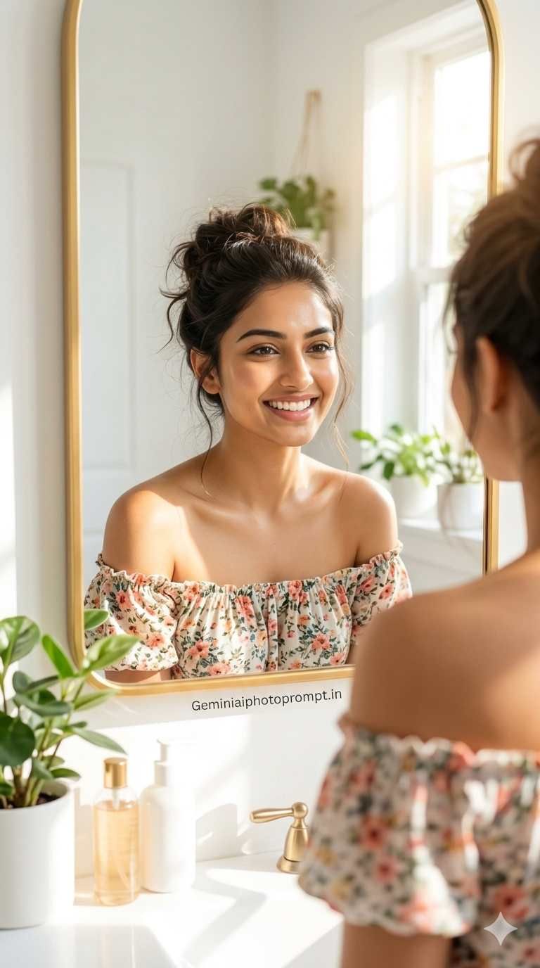 Mirror selfie prompt for girl