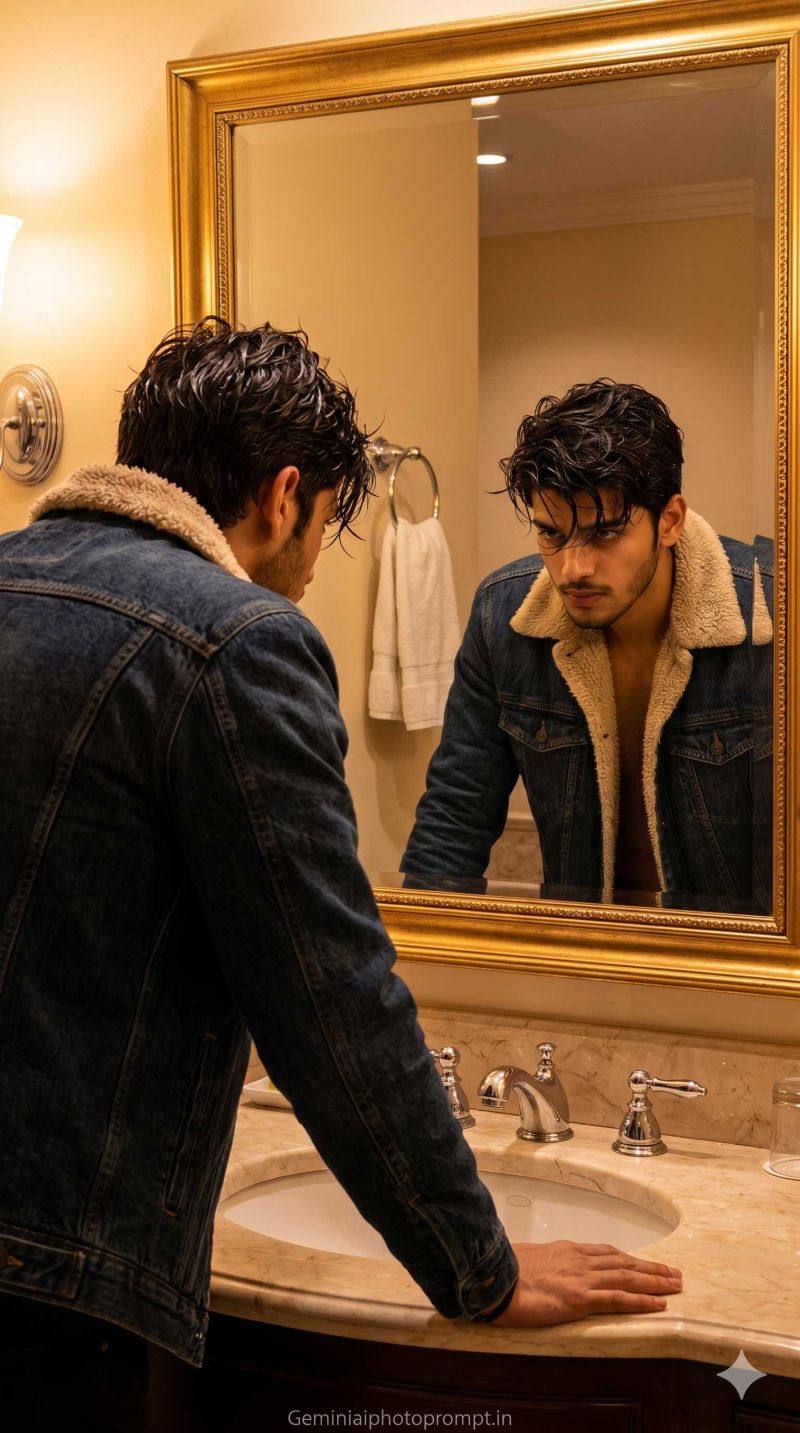 Aesthetic mirror selfie boy prompt
