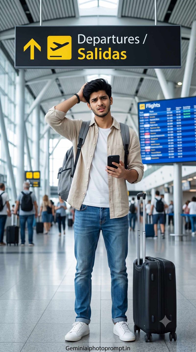 Gemini good looking prompt Men airport