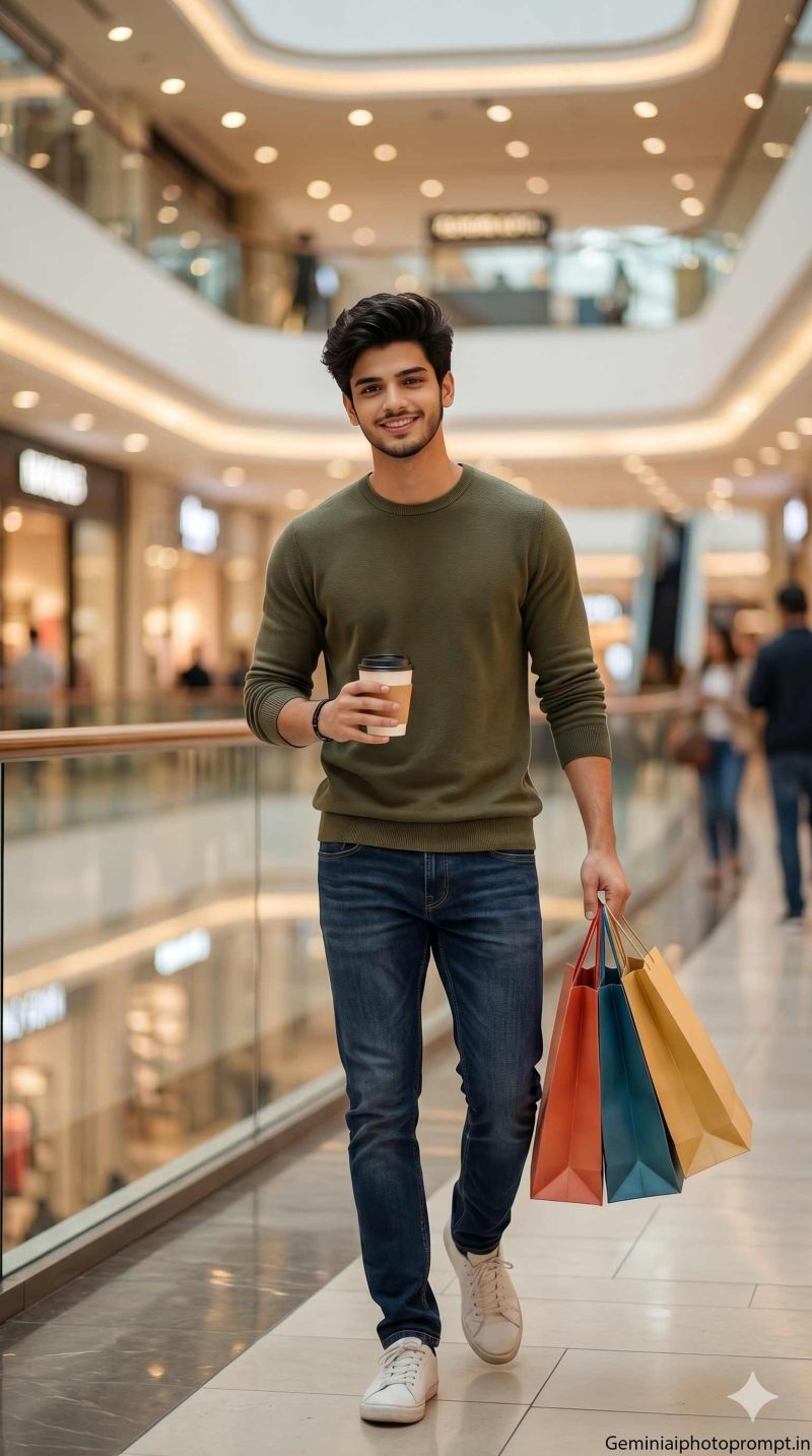 Gemini ai prompt men in shopping mall free download
