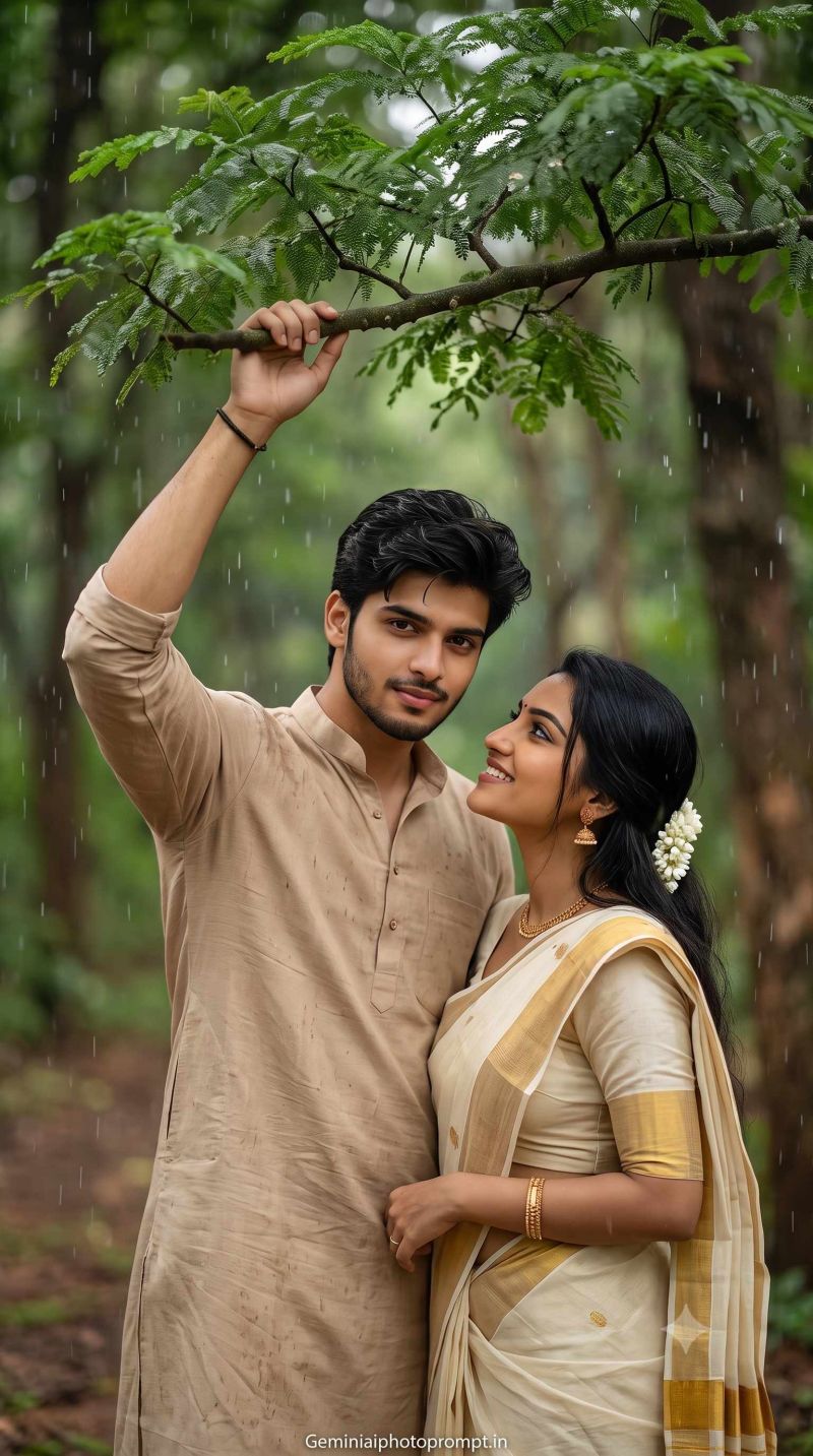 Couple rain Ai photo Editing Prompt